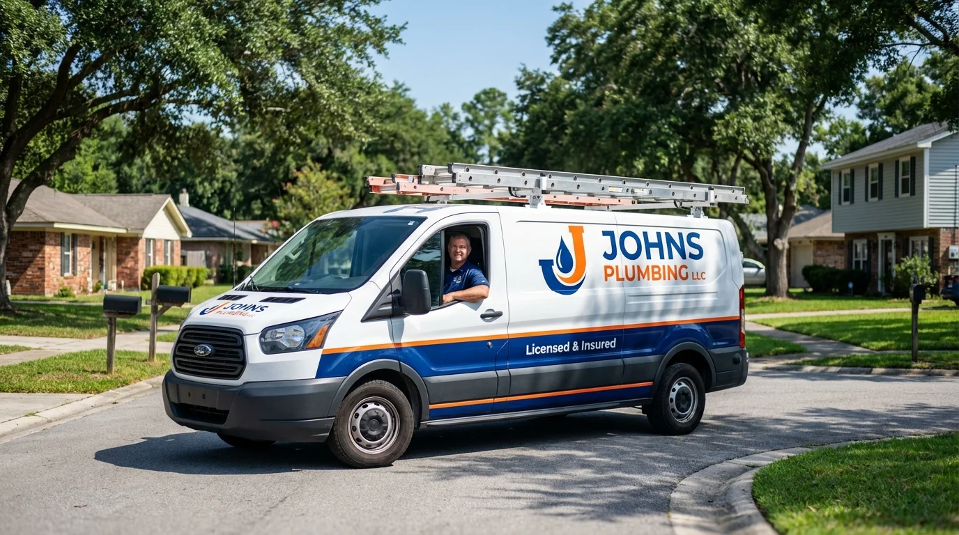 Johns Plumbing LLC service van in Yorkville, NY