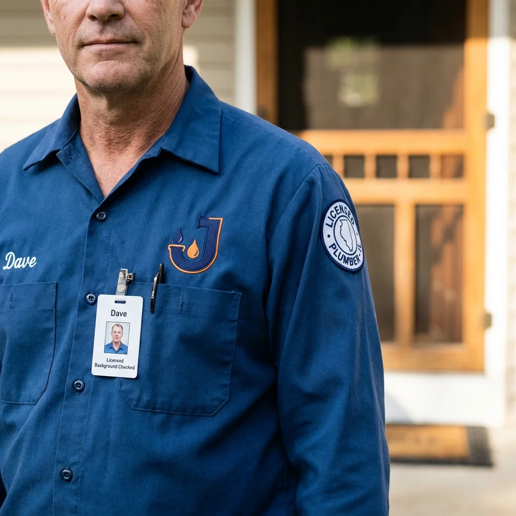 Licensed plumber showing ID badge in Yorkville, NY
