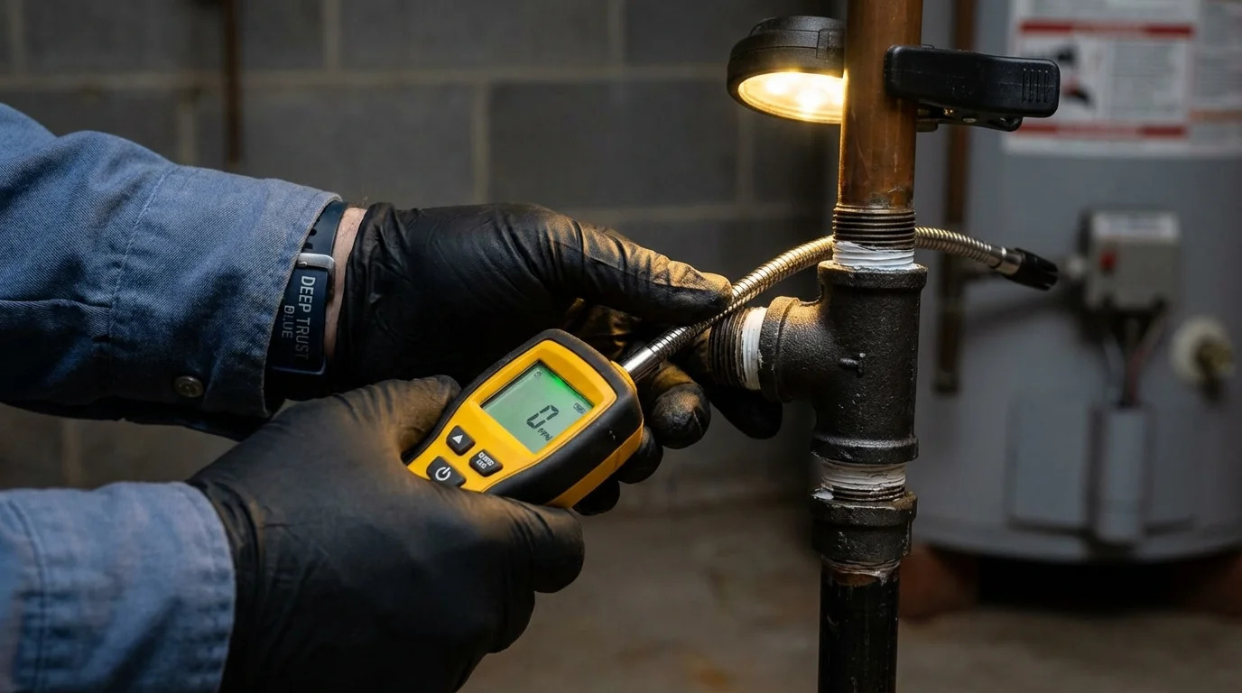 Gas leak detection with electronic sniffer by Johns Plumbing LLC in Yorkville